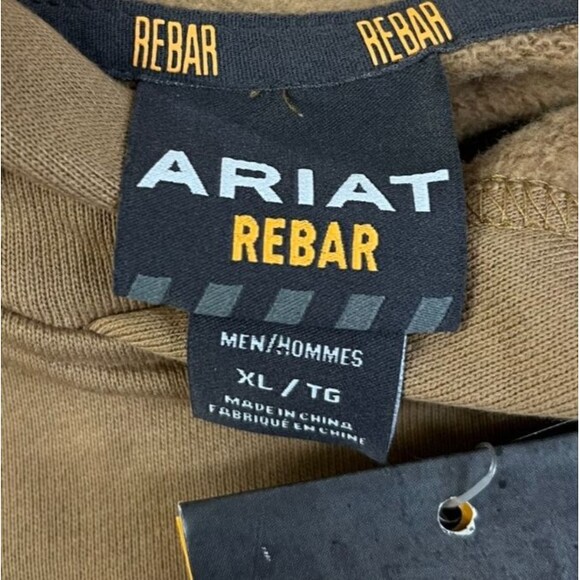 NEW Ariat Rebar Roughneck Hoodie Men's XL Brown Skull Hardhat Water Resistant - Picture 5 of 12